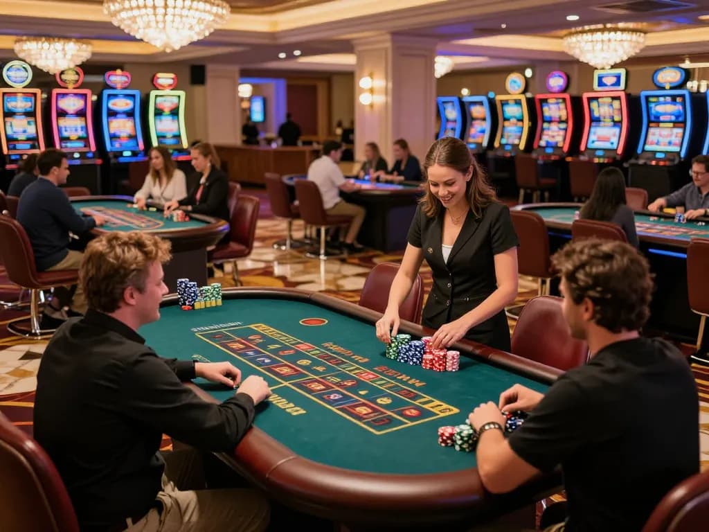 Players enjoying dynamic gaming experiences at 566 casino, with a vibrant atmosphere and exciting gameplay.