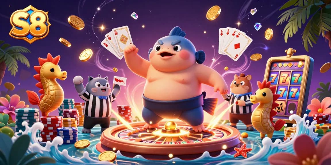 Engage in thrilling gameplay at S8 with a vibrant underwater casino scene featuring dynamic characters and elements.