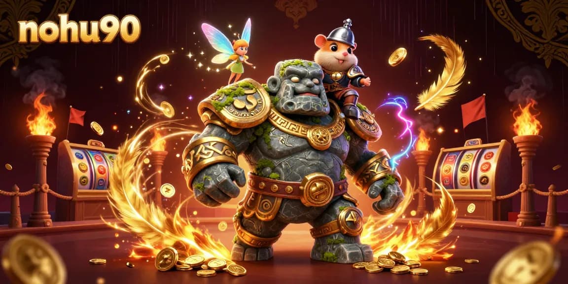 Experience the thrill of nohu90 with a vibrant 3D casino scene featuring dynamic gaming elements.