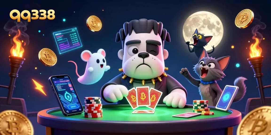 Play exciting card games with qq338 featuring unique characters in a lively casino setting.