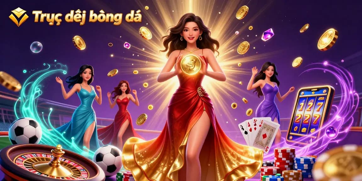 Engage with Trực tiếp bóng đá through immersive sports betting illustration showcasing vibrant casino elements.