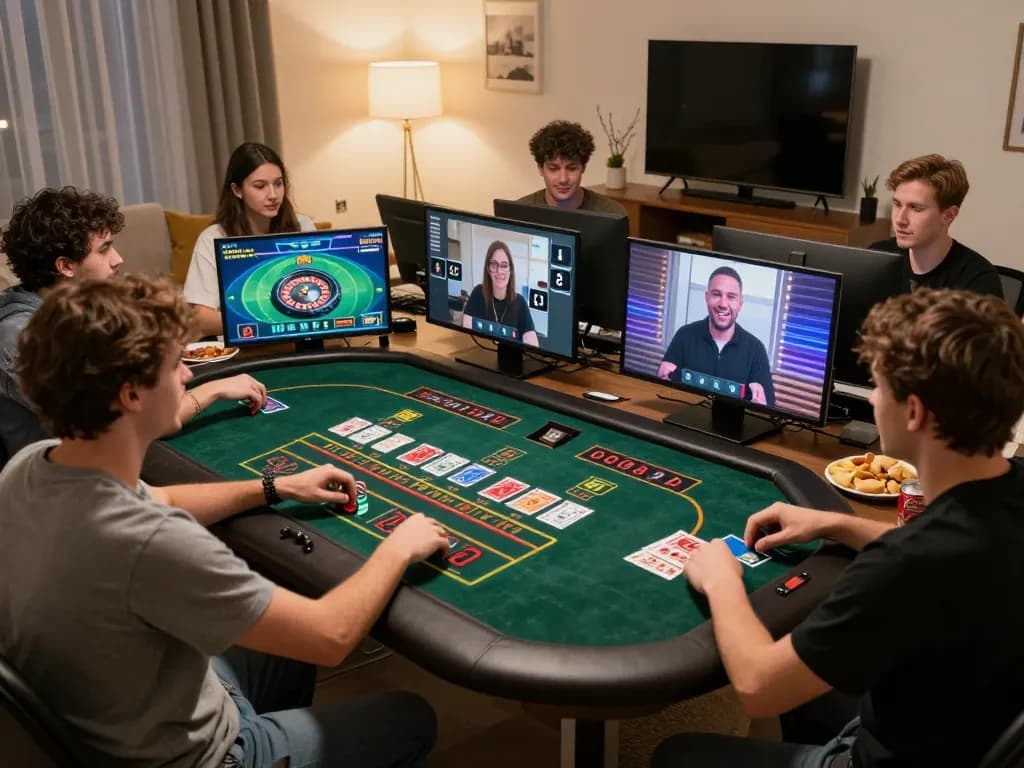 Friends engaging in a live dealer game while playing on 68gamebaivn, showcasing a lively online gambling session