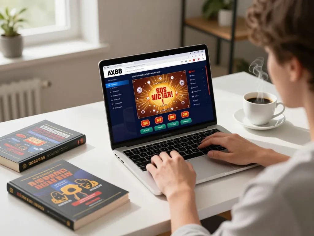 The person engages in online ax88 sports betting at a sleek home setup, showcasing strategic gameplay.