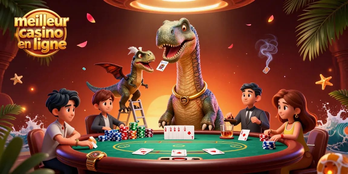 Image dynamique d'un brontosaurus et d'un raptor jouant au meilleur casino en ligne.