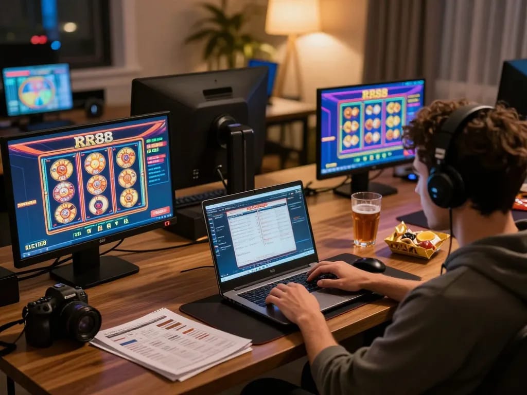 Engaging online gaming session on RR88 showcasing vibrant games and strategy notes.
