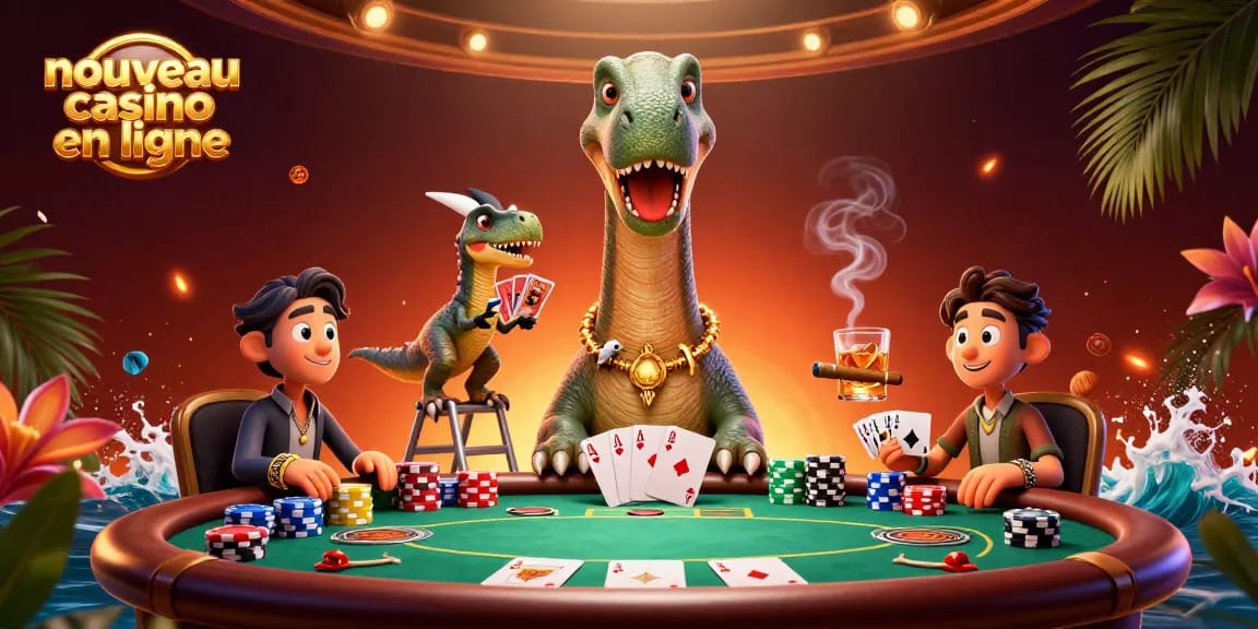 Jouez au nouveau casino en ligne avec un brontosaurus et un raptor dealers en scène dynamique