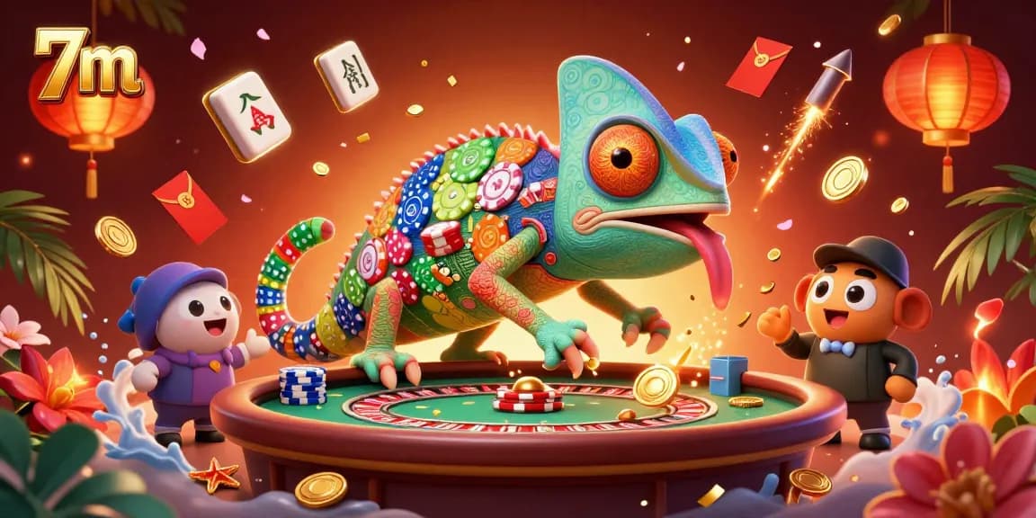 Engage with live action as 7m's vibrant chameleon owner watches roulette and poker rooms.