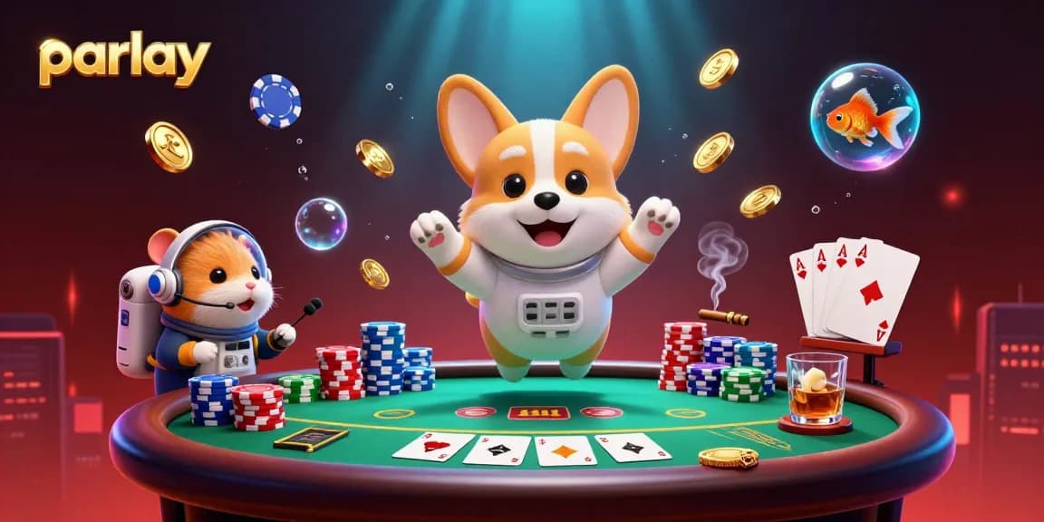 Engage in parlay betting with a dynamic scene of a casino in space, showcasing colorful poker elements.