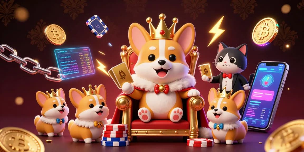 Join the excitement of giaimanhacai as a royal corgi reigns over a vibrant casino scene with crypto elements