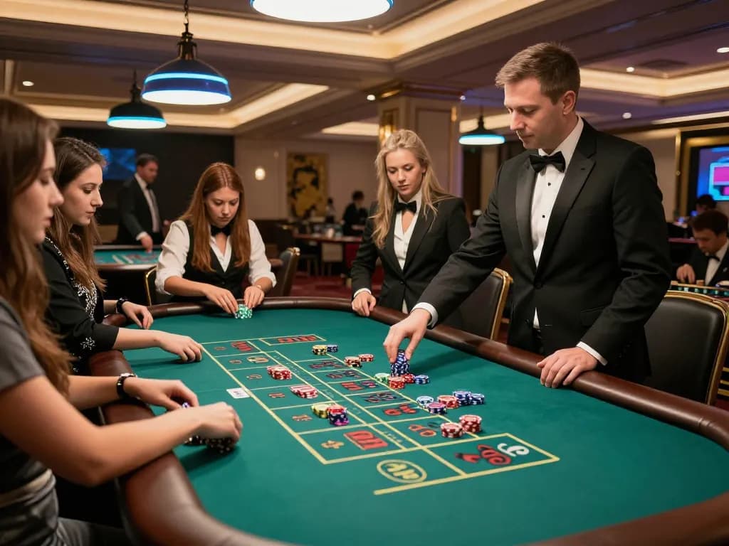 A lively roulette game at 88clbgo with players placing bets and a professional dealer spinning the wheel