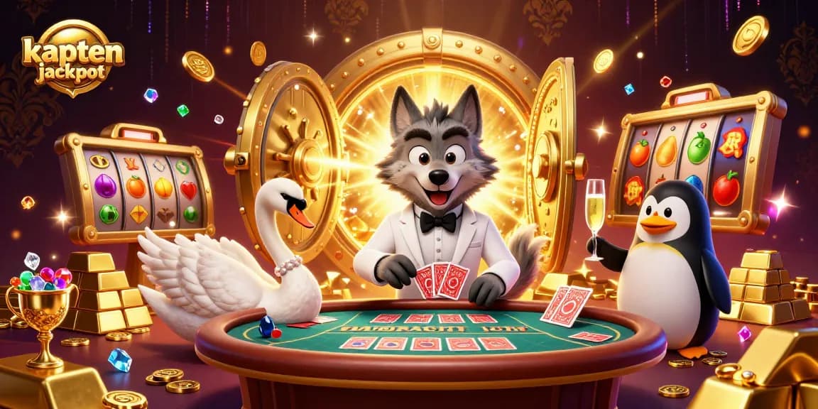 Experience the thrill of kaptenjackpot at a vibrant baccarat table with dazzling casino characters.
