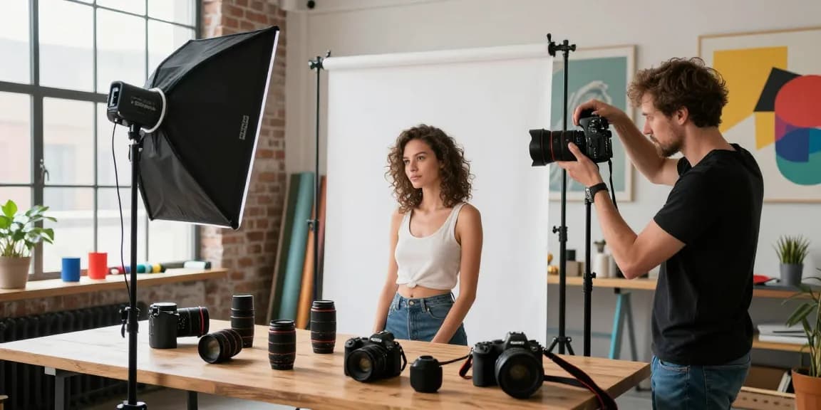 Un photographe de portrait à Milan capturant l'essence de son modèle avec un éclairage parfait.