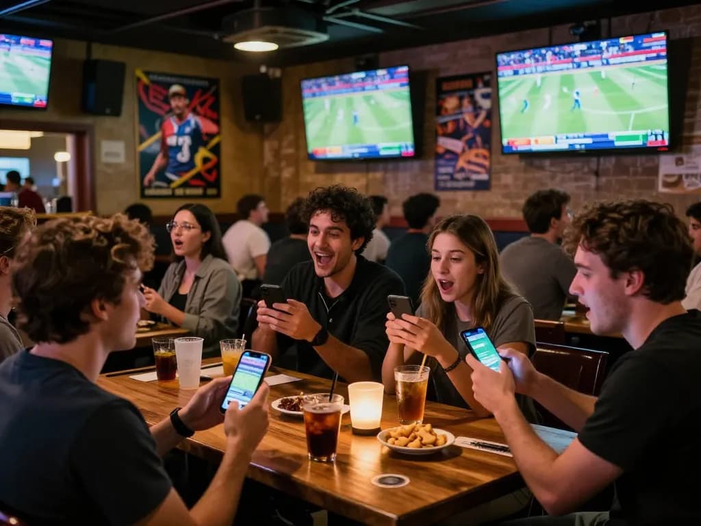 View of enthusiastic patrons engaged in sports betting at a bar, showcasing 78wingo experience.