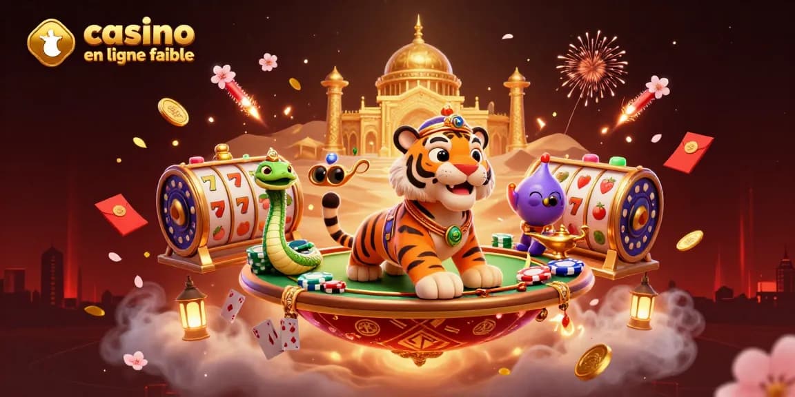 Jouez à un casino en ligne fiable avec ce sultan tigre, entouré de symboles de jeu captivants.