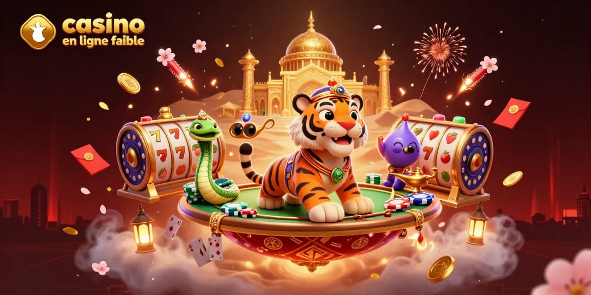 Jouez à un casino en ligne fiable avec ce sultan tigre, entouré de symboles de jeu captivants.