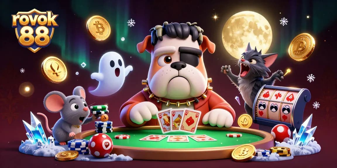 Experience the excitement of rokok 88 with a vibrant 3D casino scene featuring whimsical characters and dynamic gaming elements.