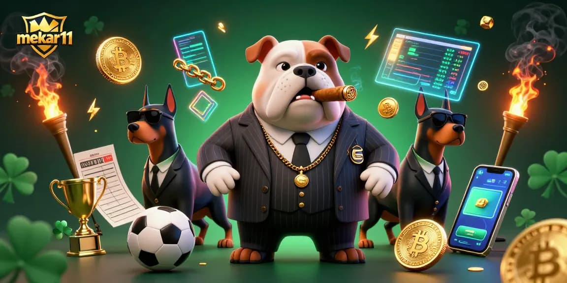 Experience thrilling sports betting with Mekar11 illustrated in a vibrant casino scene.