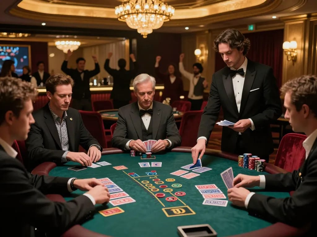 Engaged players strategizing at a high-stakes blackjack table at sv368 casino