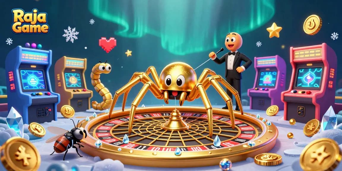 Experience Raja Game with an engaging, 3D cartoon illustration of gaming characters and vibrant casino elements.