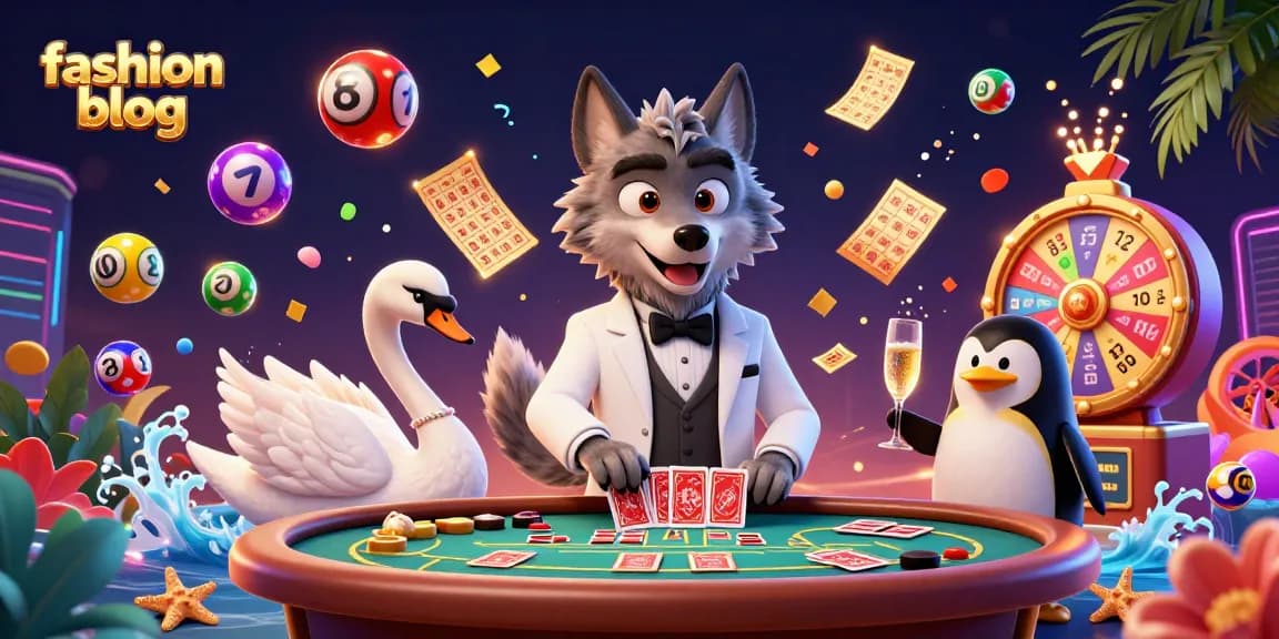Experience thrilling gaming in this vibrant fashion blog illustration featuring casino characters amidst dynamic elements.