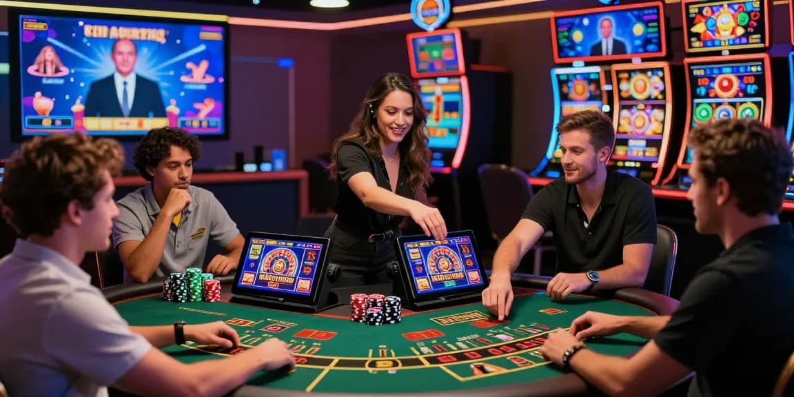 Des joueurs profitant des jeux de casino dans un cadre en ligne dynamique mettant en avant le casino en ligne France légal.