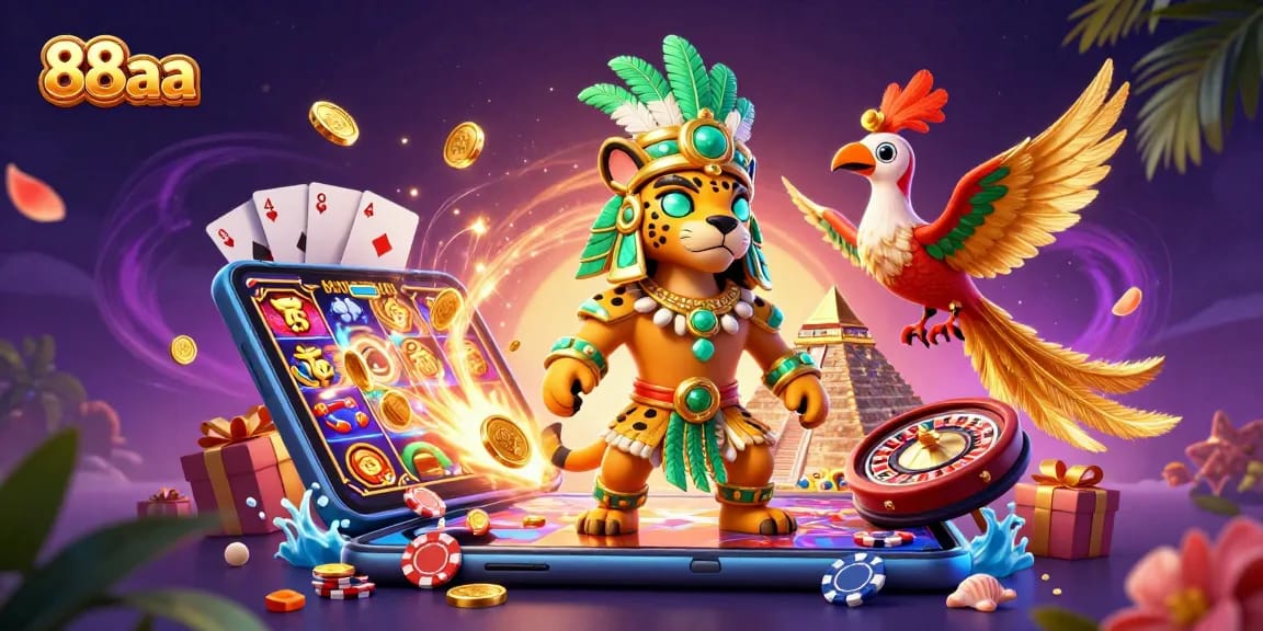 Experience thrilling gaming with 88aa's vibrant atmosphere, showcasing dynamic slot action.