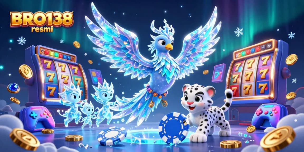 Experience gaming thrills with BRO138 resmi's unique ice phoenix and vibrant casino elements.