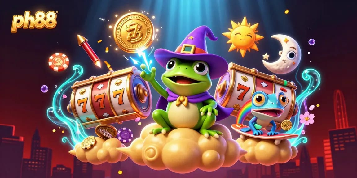 Experience thrilling gaming with ph88's immersive casino art featuring vibrant characters and classic slots.