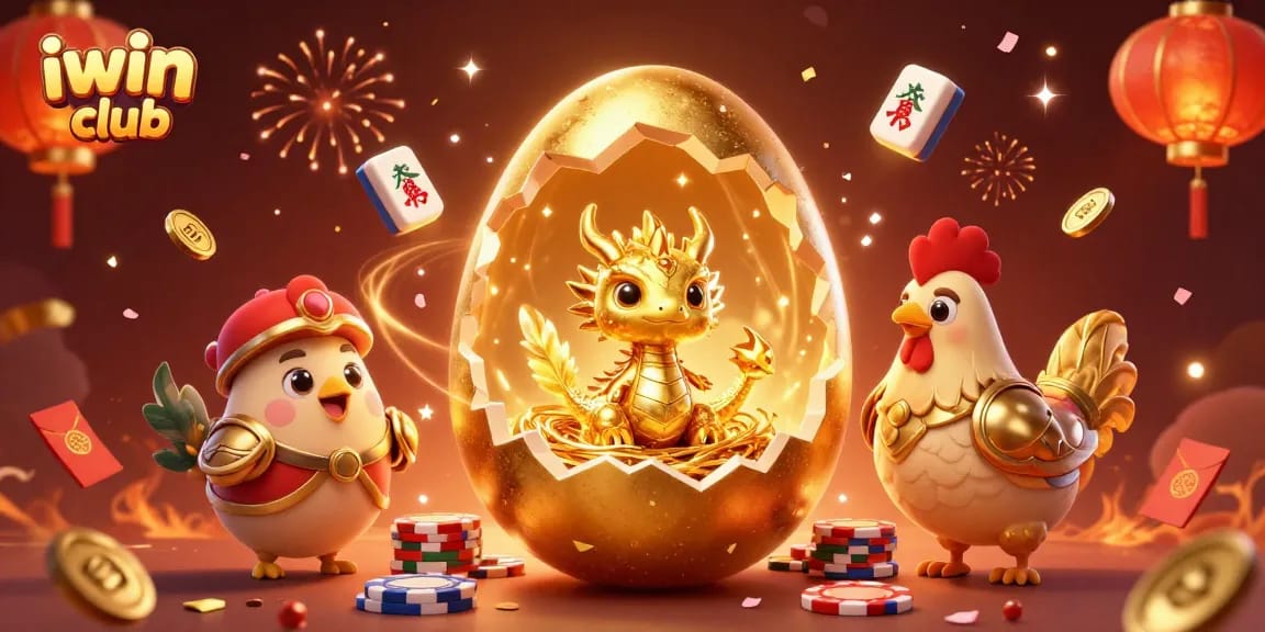 Join the excitement at iwin club with a magical gold-themed casino illustration showcasing fun and wins.