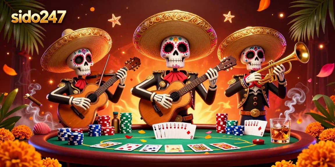 Sido247 showcases a vibrant mariachi band in a lively casino scene, perfect for immersive gambling experiences.