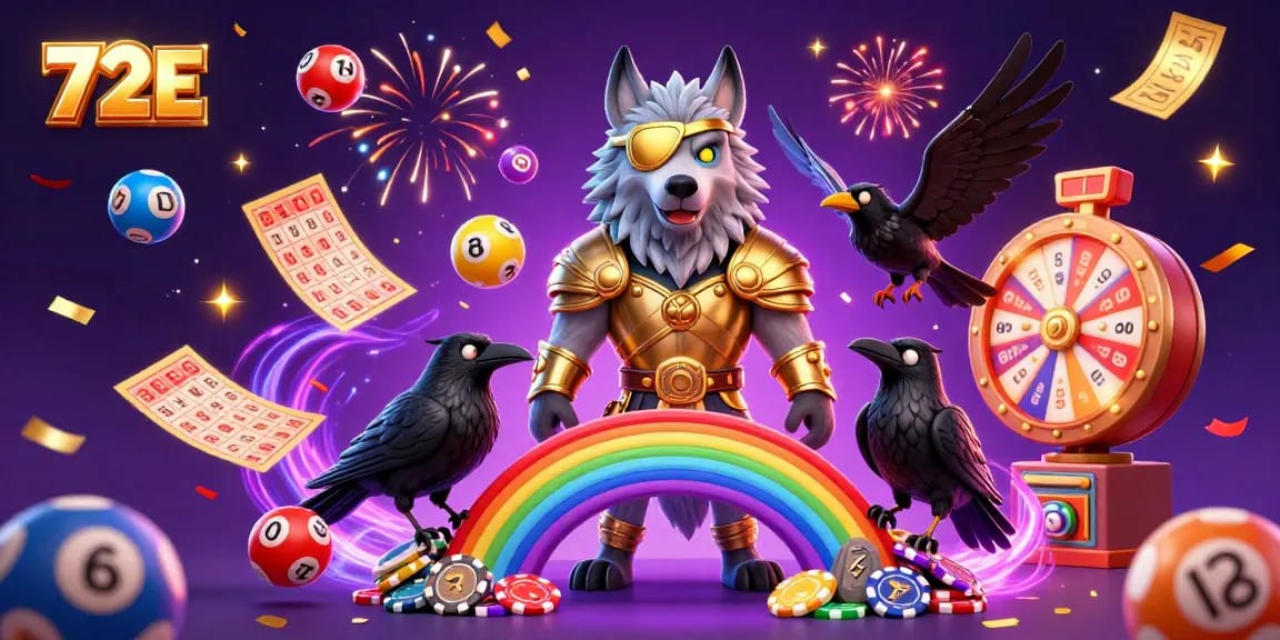 72E traz diversão com bilhetes de bingo e bolas de loteria em um espetáculo vibrante.