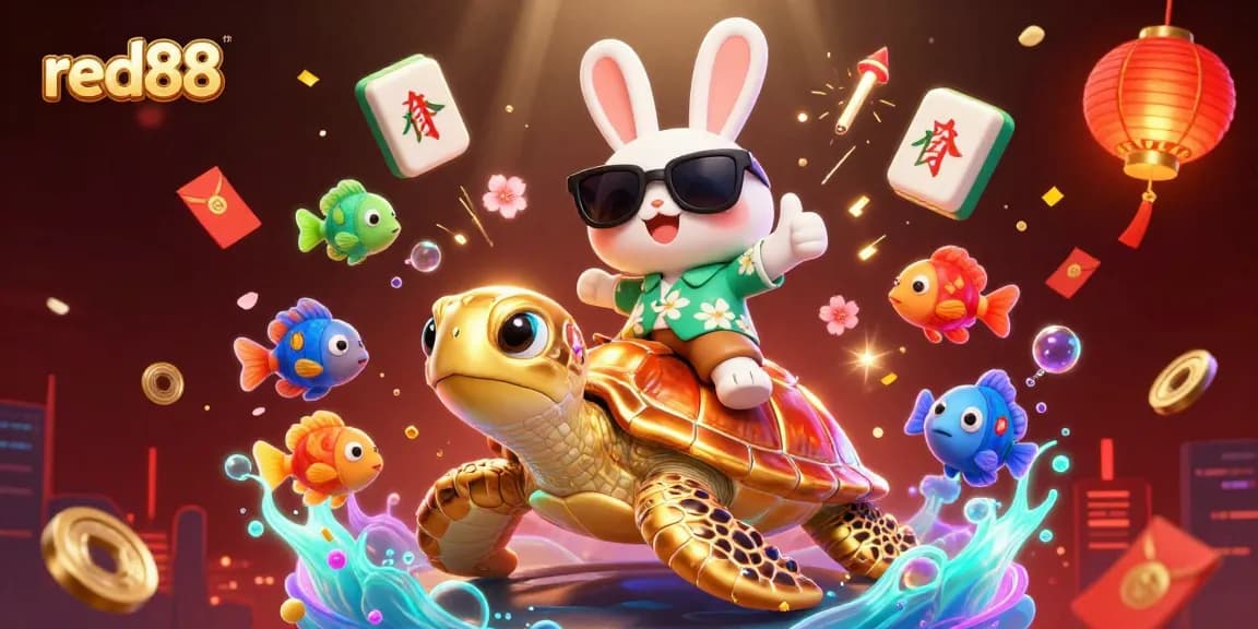 Experience the excitement of red88 with adorable characters in a vibrant casino scene.