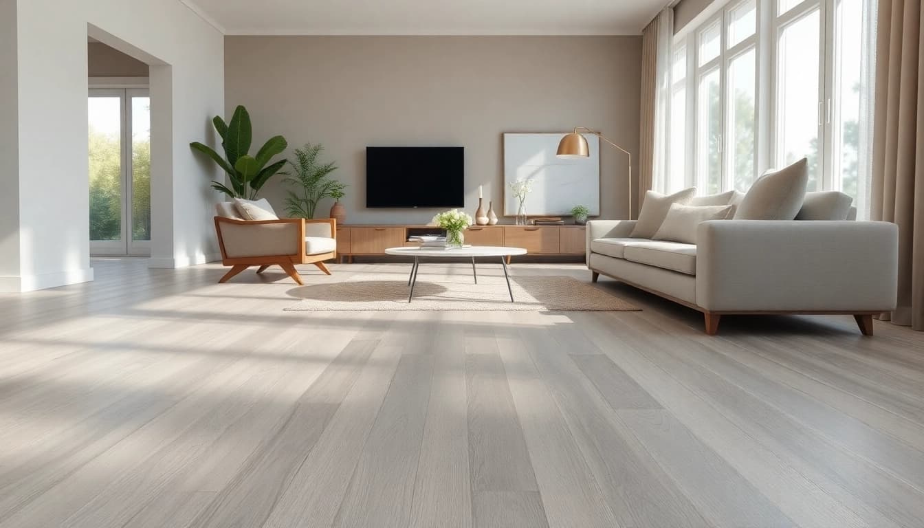 Showcasing waterproof lvp flooring in a stylish living room setting, highlighting its texture and design.