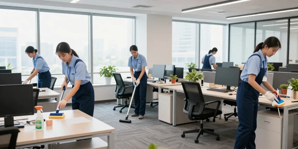 Professioneller Reinigungsservice Dortmund im modernen Büro mit umweltfreundlichen Reinigungsmitteln.