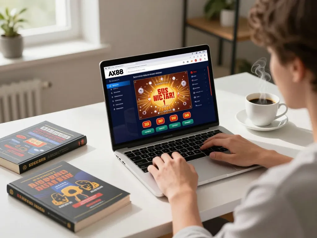 The person engages in online ax88 sports betting at a sleek home setup, showcasing strategic gameplay.