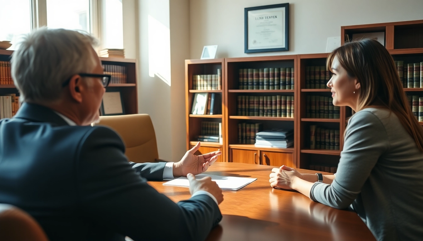 clearwater truck accident lawyer consulting with a client in a professional office setting.