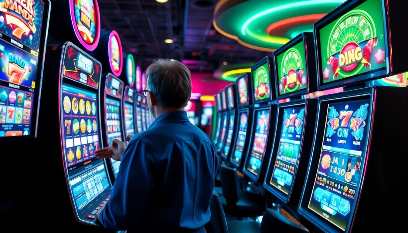 Experience thrilling gameplay with Online slots UK on vibrant machines in a lively casino setting.
