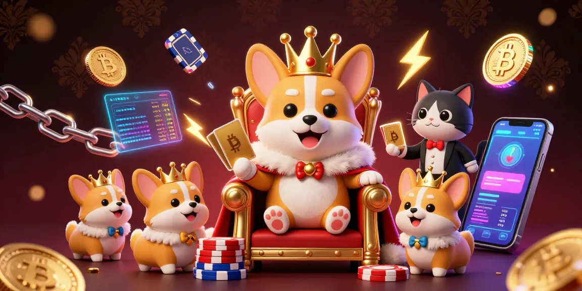 Join the excitement of giaimanhacai as a royal corgi reigns over a vibrant casino scene with crypto elements