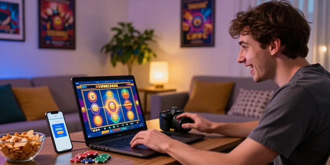 Engaging scene of a player enjoying online slot deposit dana experiences in a cozy living room.