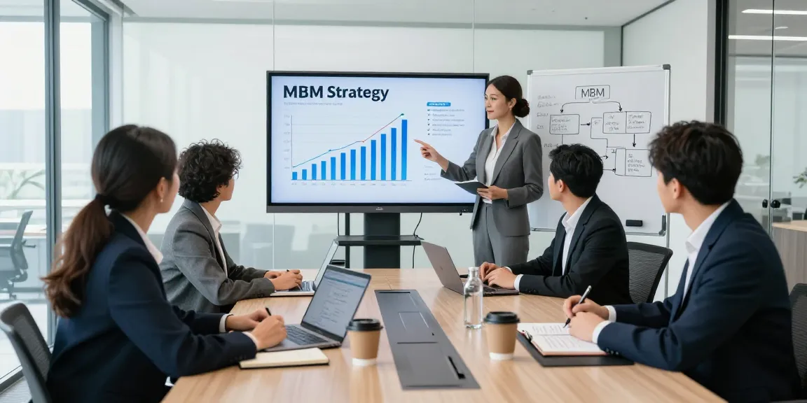 Team collaborating on MBM strategies in a bright corporate conference room.