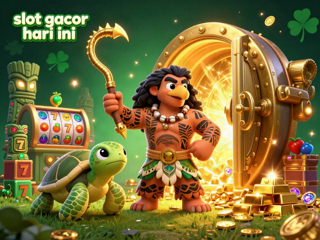 Experience thrilling luck with slot gacor hari ini in this lively 3D casino illustration.