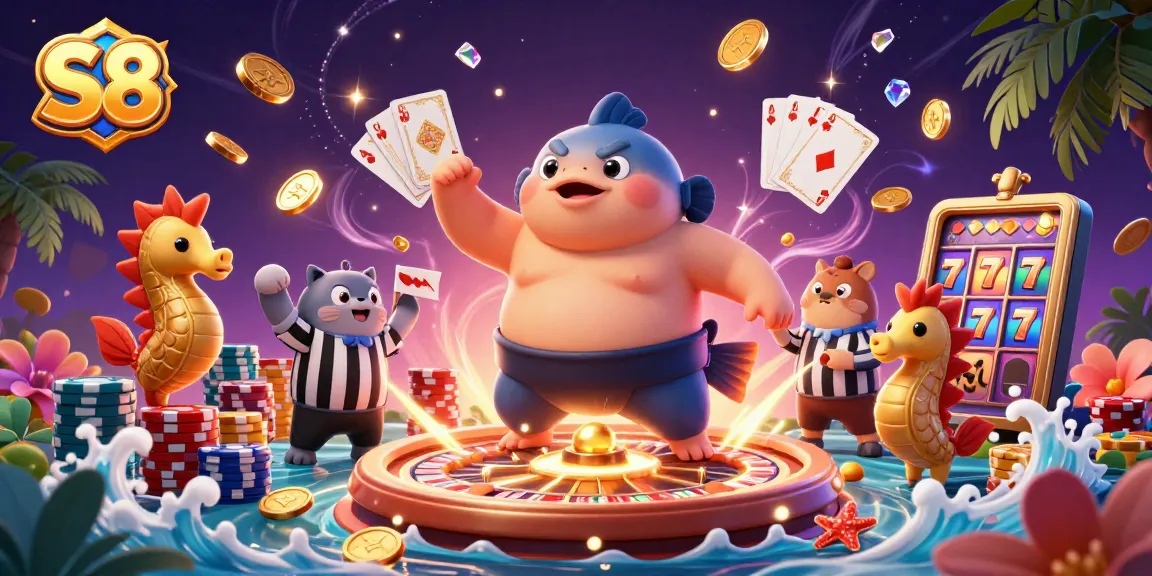 Engage in thrilling gameplay at S8 with a vibrant underwater casino scene featuring dynamic characters and elements.