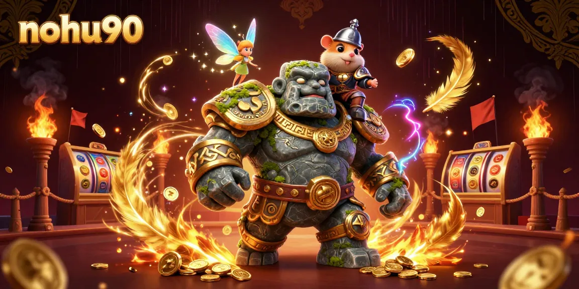 Experience the thrill of nohu90 with a vibrant 3D casino scene featuring dynamic gaming elements.