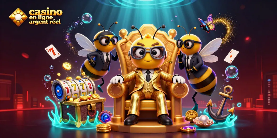 Illustration captivante de casino en ligne argent réel avec un boss abeille, recréant une atmosphère de jeu palpitante.