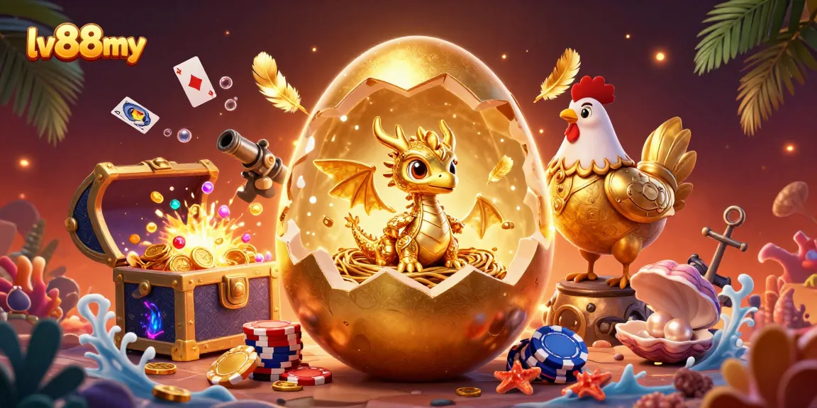 Bet on lv88my's exhilarating poker game, illustrated with a golden dragon and vibrant casino elements.