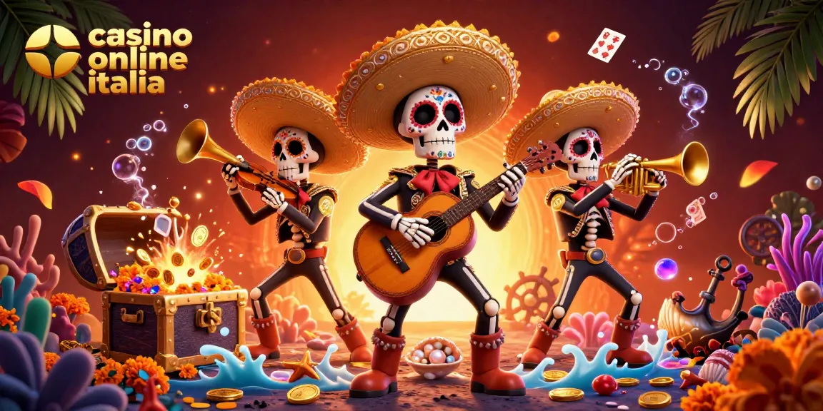 Gioca nei migliori casino online Italia con l'animata band mariachi e tesori sottomarini nel contesto festoso.