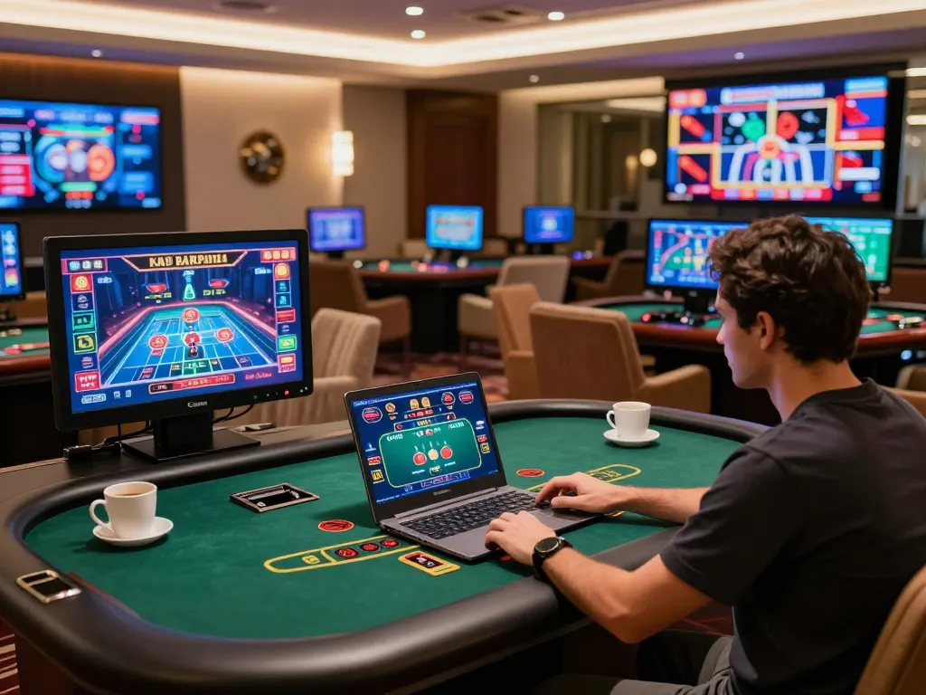 Player enjoying live dealer blackjack on the Trang chủ Jun88 with a modern gaming setup in a cozy atmosphere