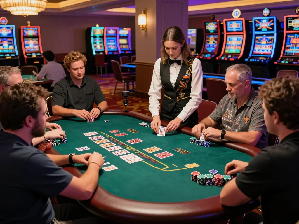 Engaging blackjack gameplay showcasing XX88 casino ambiance with focused players and vibrant lighting.