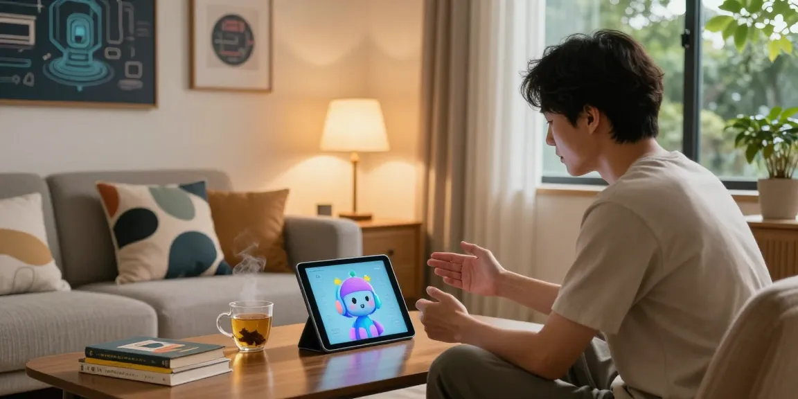 Engaging chat with crushon ai in a cozy home setting.