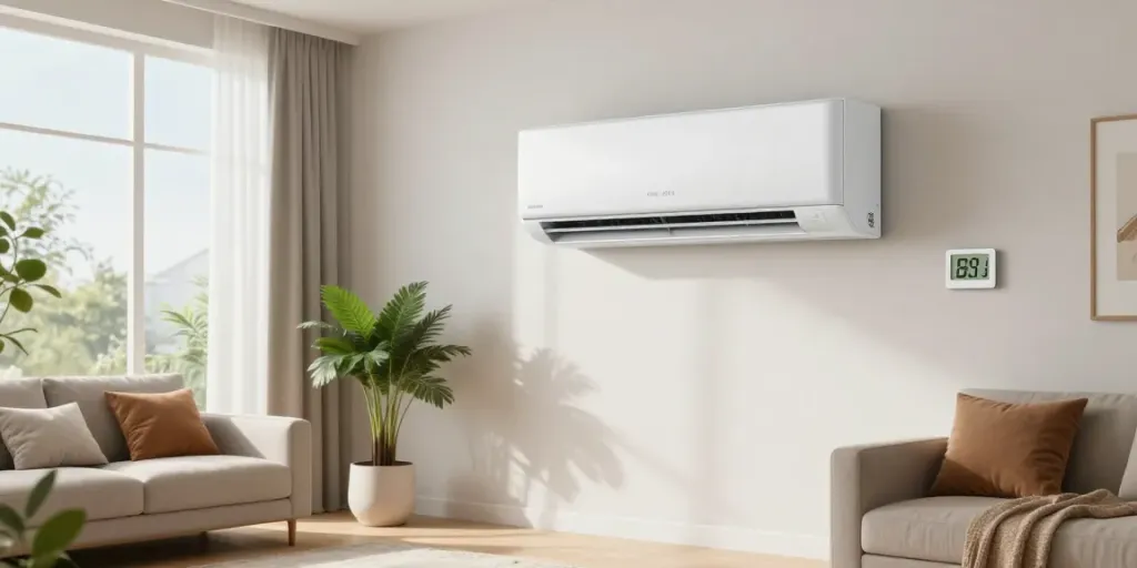 18k BTU mini split air conditioner enhancing modern living room comfort and style.
